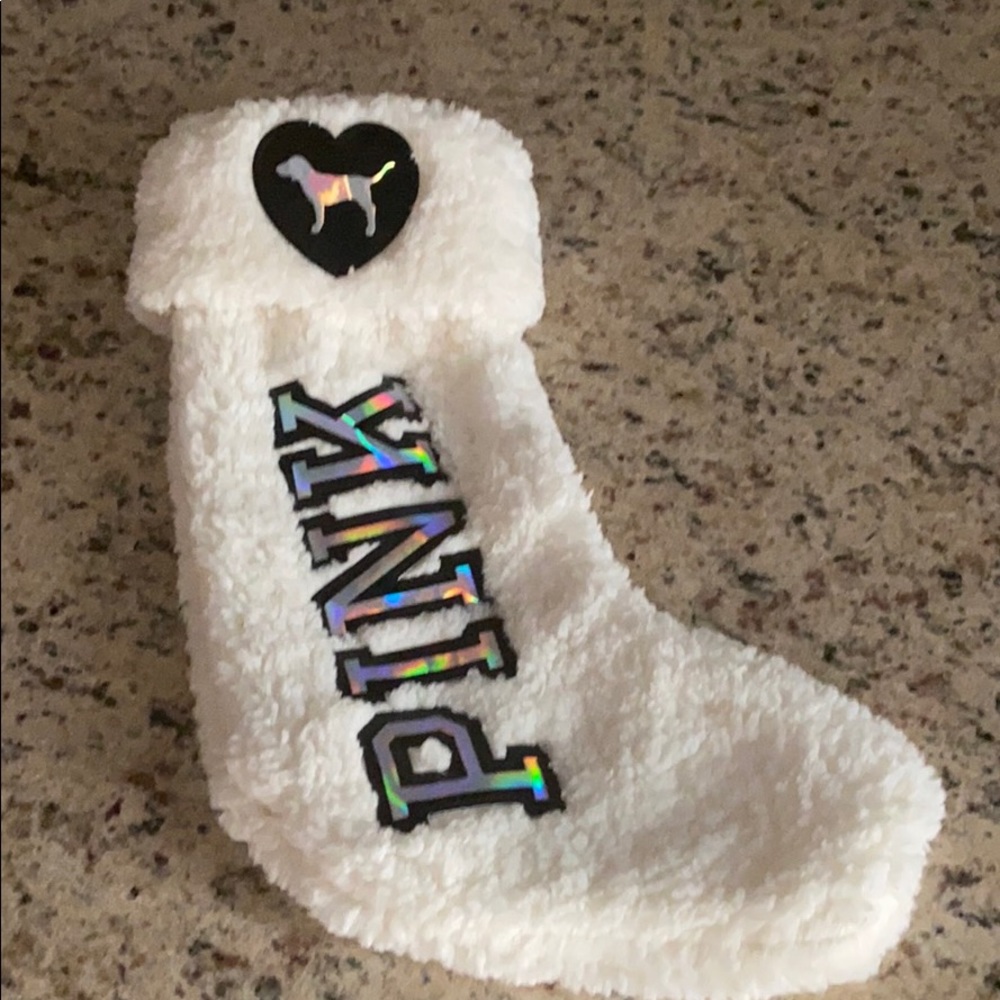 Adorable fuzzy pink stocking